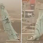 В Бразилии упала Статуя Свободы: 24-метровую конструкцию снесло сильным ветром (видео)»>